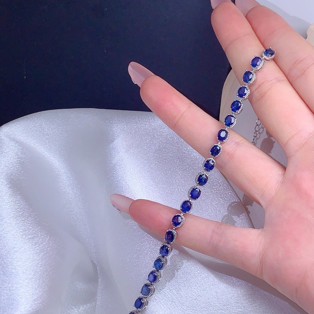 High Quality Sapphire bracelet Gemstone jewelry S925 Silver Plated18K Gold Gift