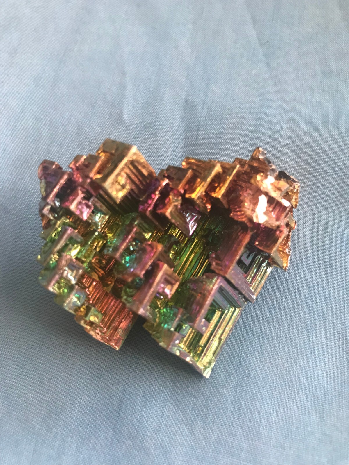 Pretty 2.4 Ounce Large 2” x 1-5/8” x 1” Piece of Rainbow Bismuth Crystals