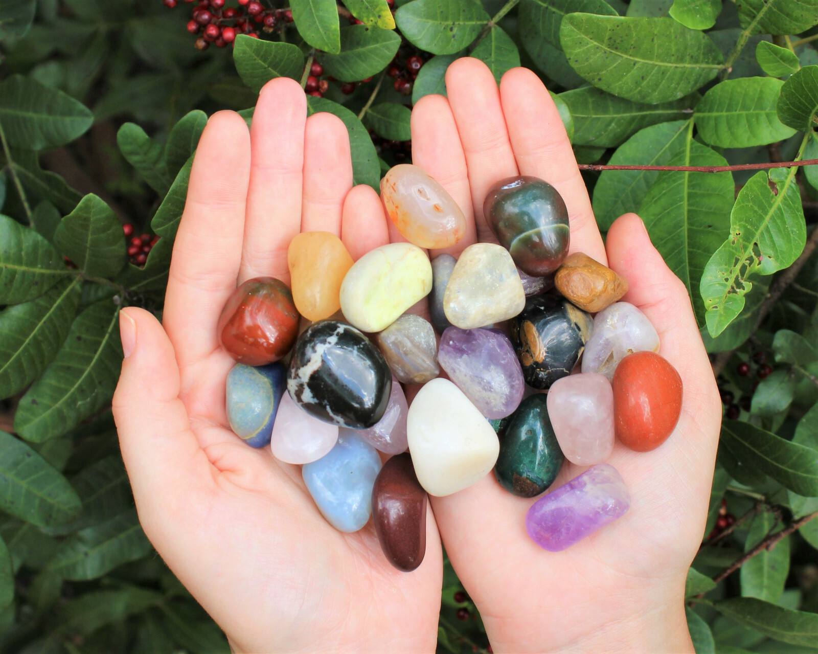 Assorted Mixed Tumbled Stones 2 lb Wholesale Bulk Lot MEDIUM Chakra Reiki Mix