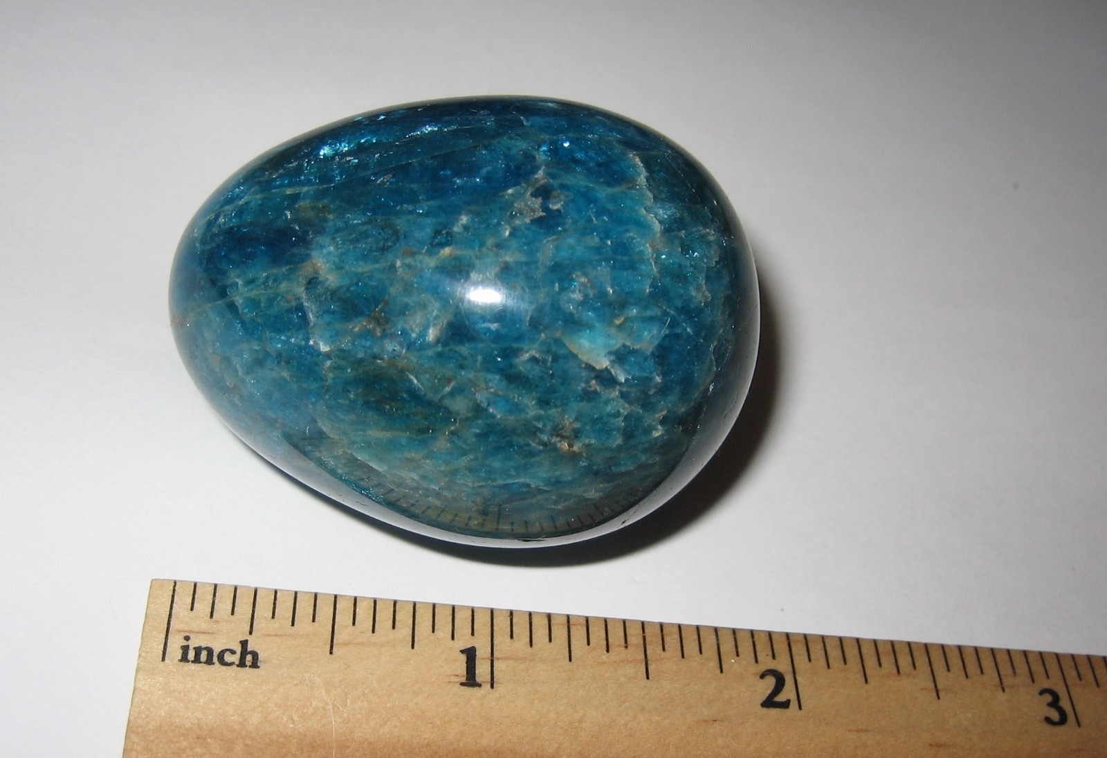2″ BEAUTIFUL POLISHED NATURAL RICH BLUE APATITE CRYSTAL STONE EGG 112.4grams *1