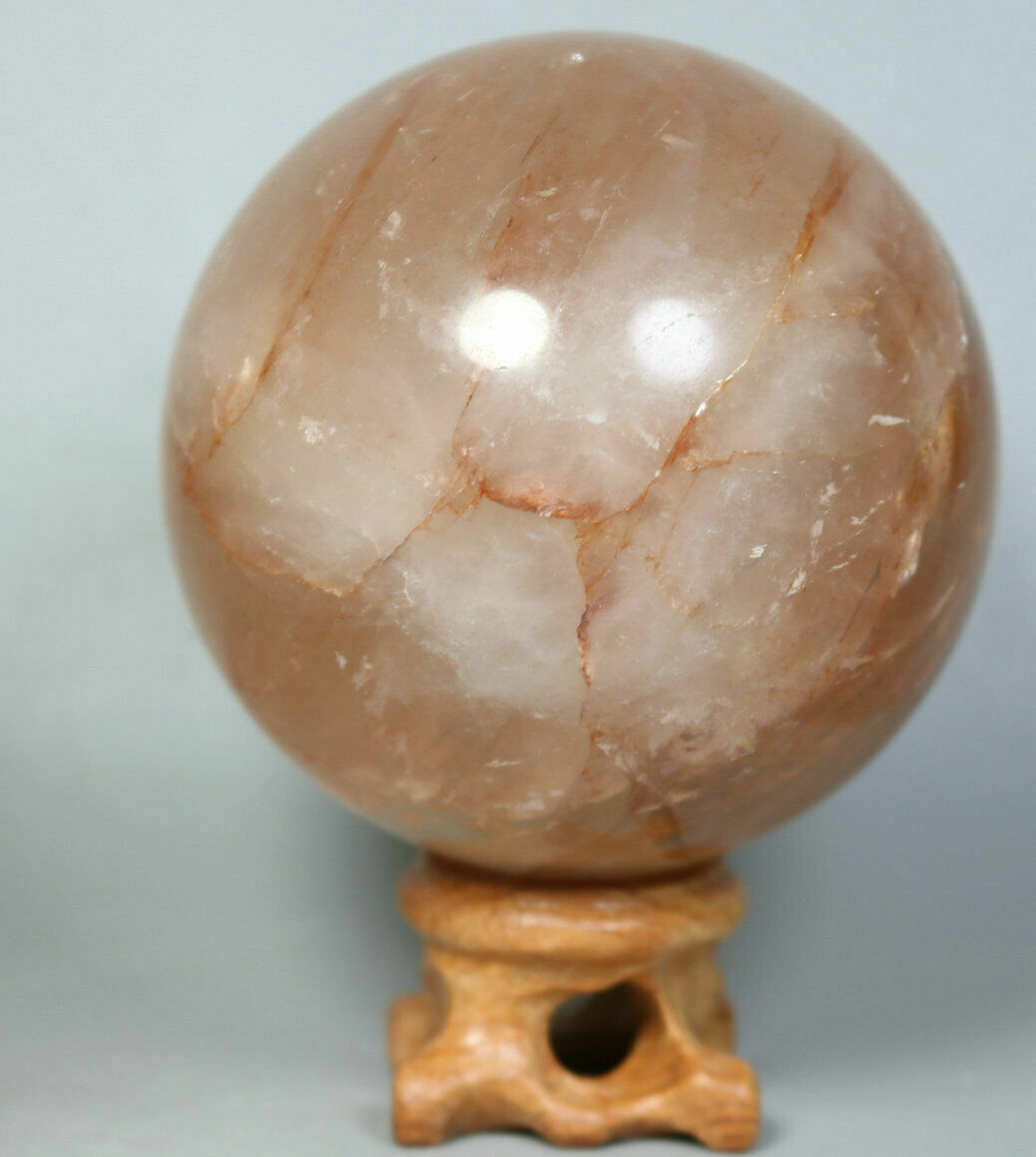 Natural RED FIRE QUARTZ Hematoid Crystal PHANTOM MULTI-INCLUSIONS Sphere Stand