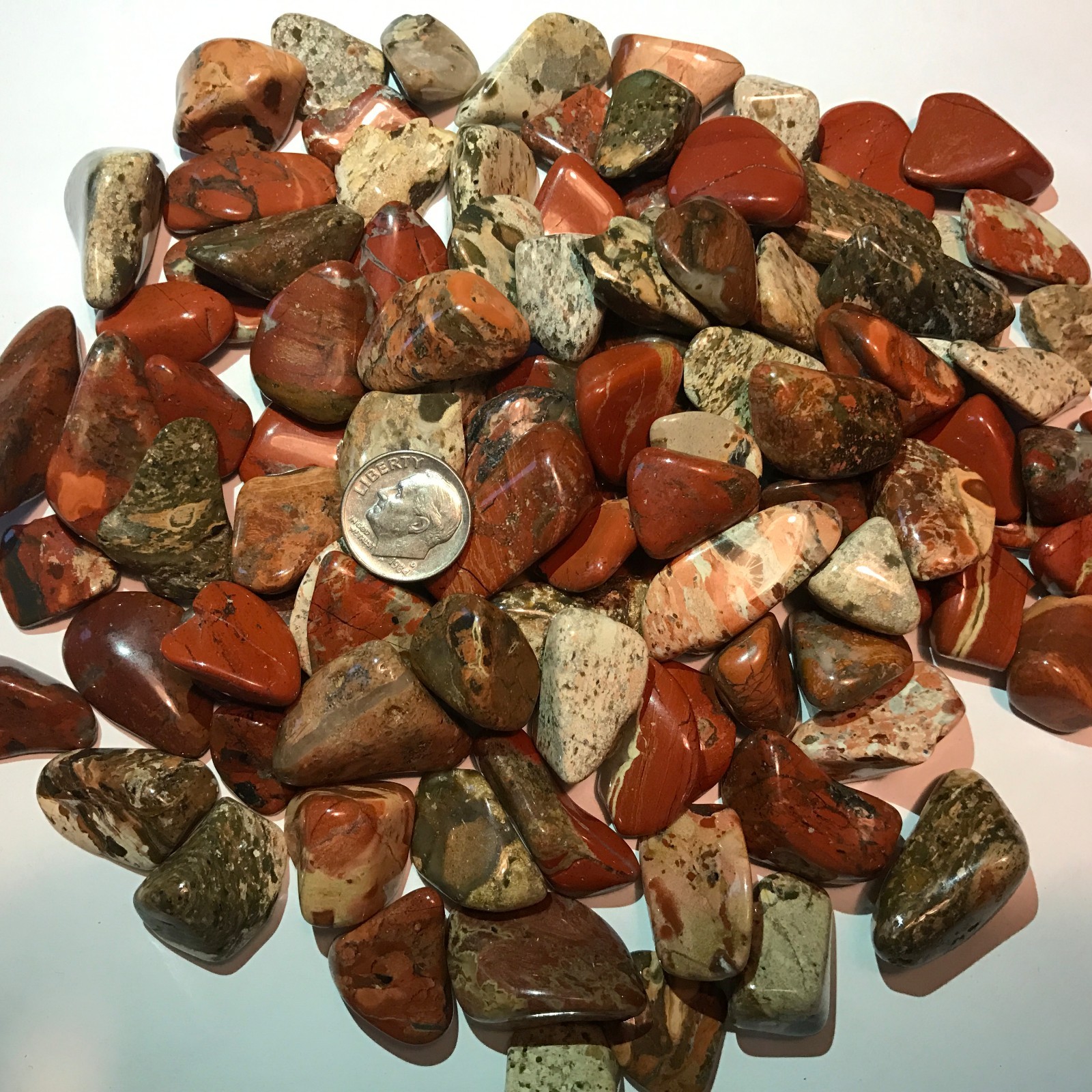 BRECCIATED JASPER – Tumbled and Highly Polished – 1 Pound Lots ~ (90) Gemstones