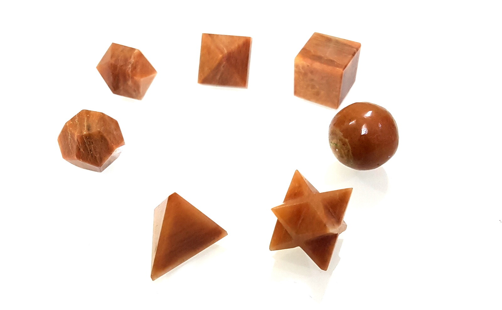 Red Aventurine Healing Sacred Geometry Set of 7 Different Shapes Platonic Solids
