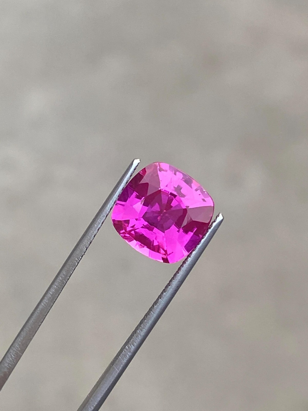 6 Ct Lab Grown Purplish Sapphire, 10x10mm Cushion Cut Loose Gemstone .