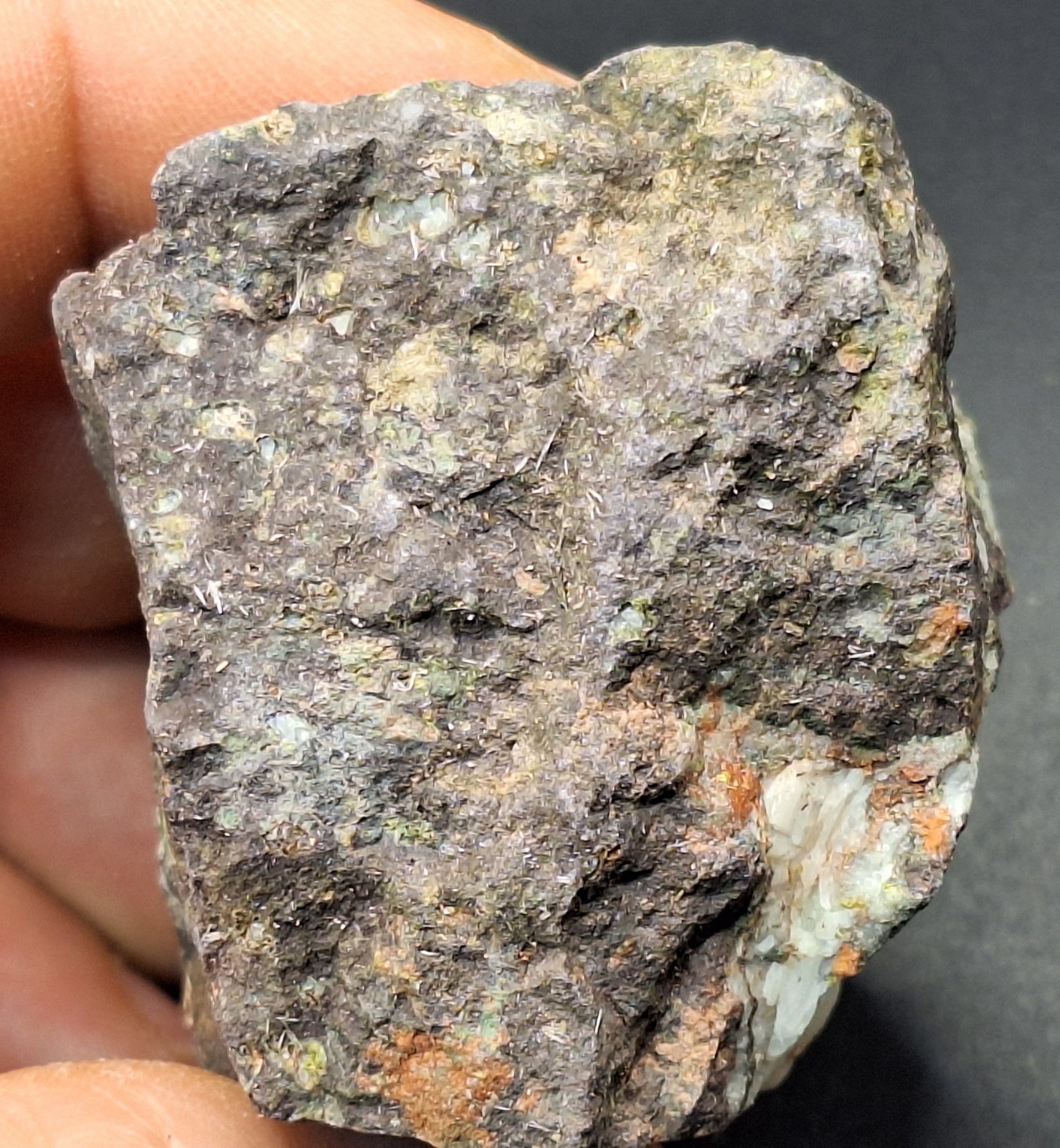 Calcite On Pretty Multi Colored Amygdaloidal Basalt From Copper Mine Michigan