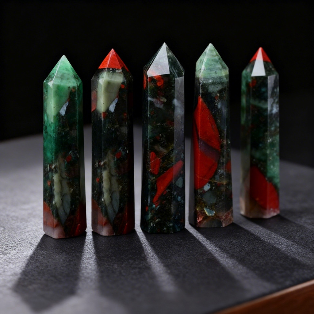 Natural Dragon Blood Stone Crystal Tower Point Obelisk Healing Energy Wand Decor