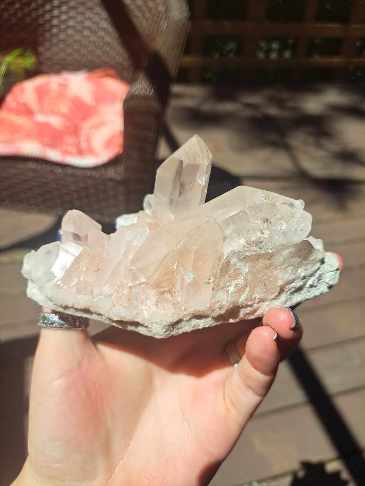 Pink Lemurian Quartz Cluster