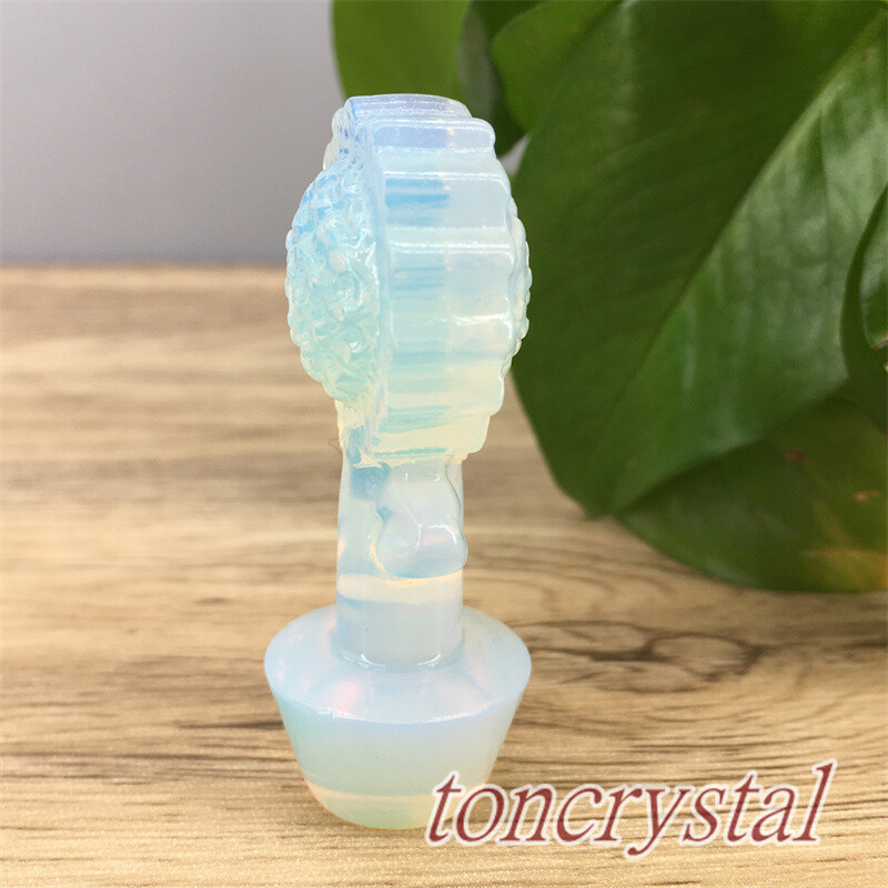 2″+ Opalite Sunflower Carved Quartz Crystal Flower Skull Reiki Healing 1pc