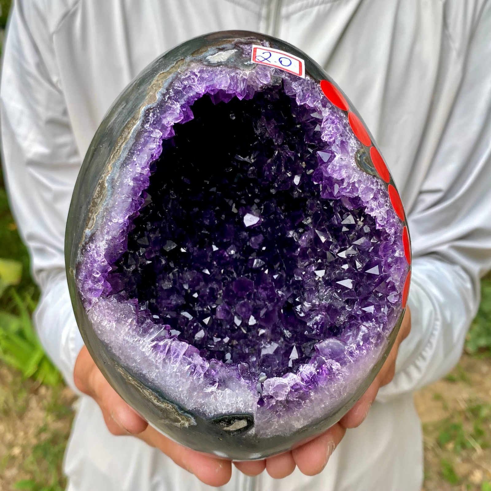 4.38LB Natural amethyst Dinosaur egg Quartz Crystal specimen healing