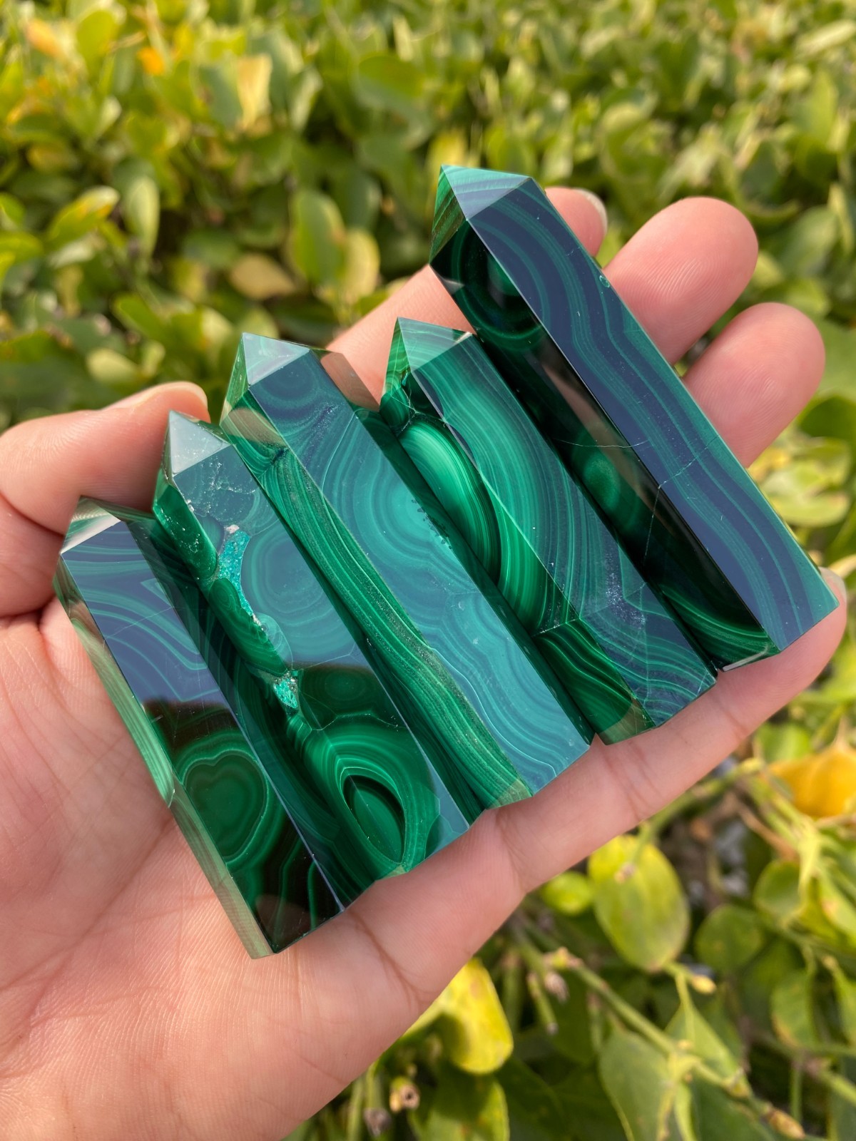 1pc Top Natural Malachite Quartz Obelisk Crystals Tower Chakras Point healing