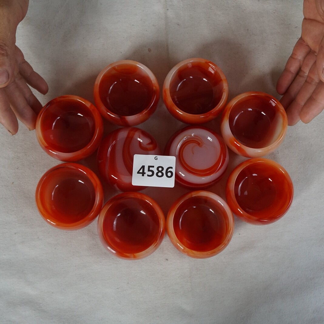 5 Pieces Manmade Art Agate Carnelian Quartz Crystal Bowl Cup Carving Healing
