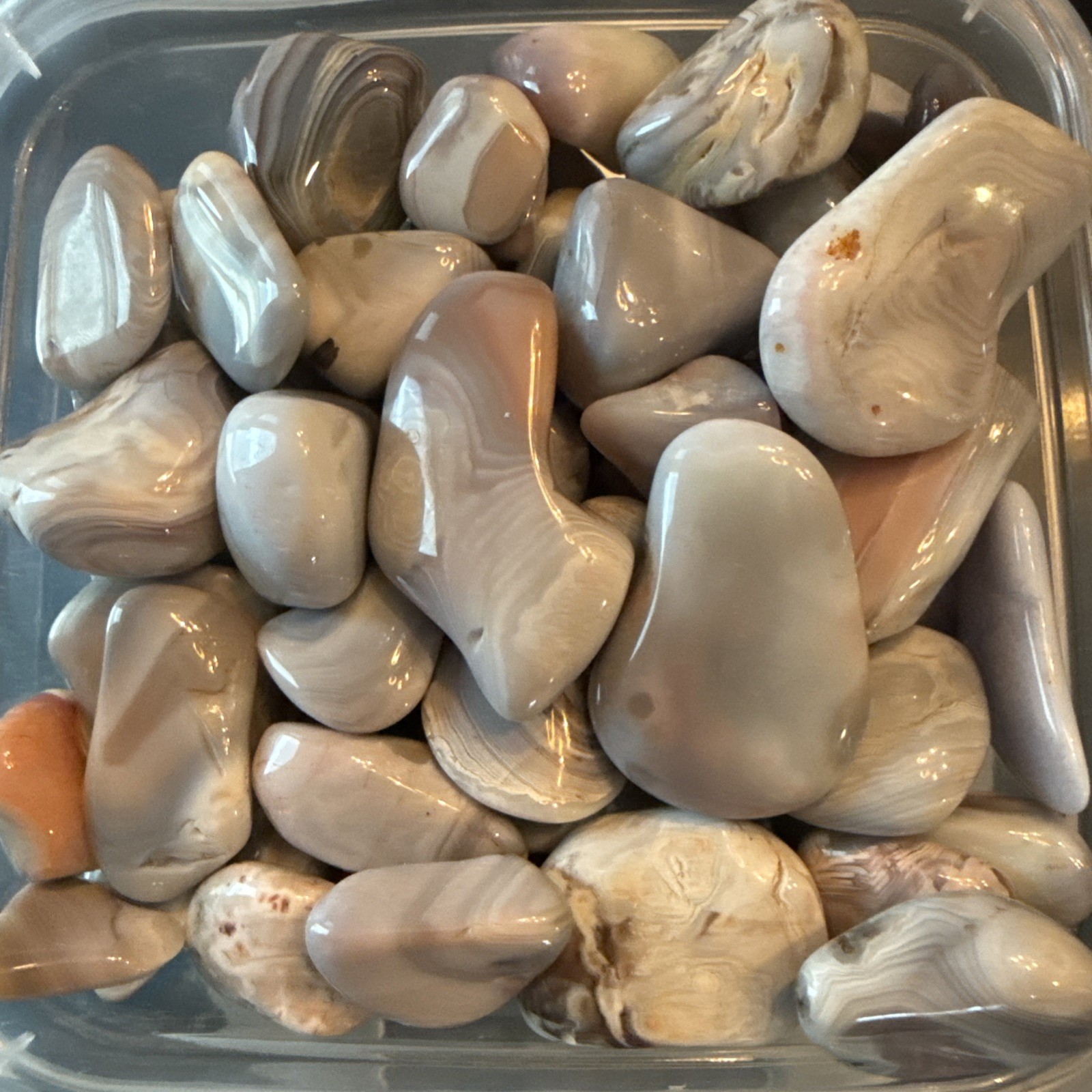 Botswana Pink Agate Tumbled Stones, Wholesale Lot, 1/2 Lots