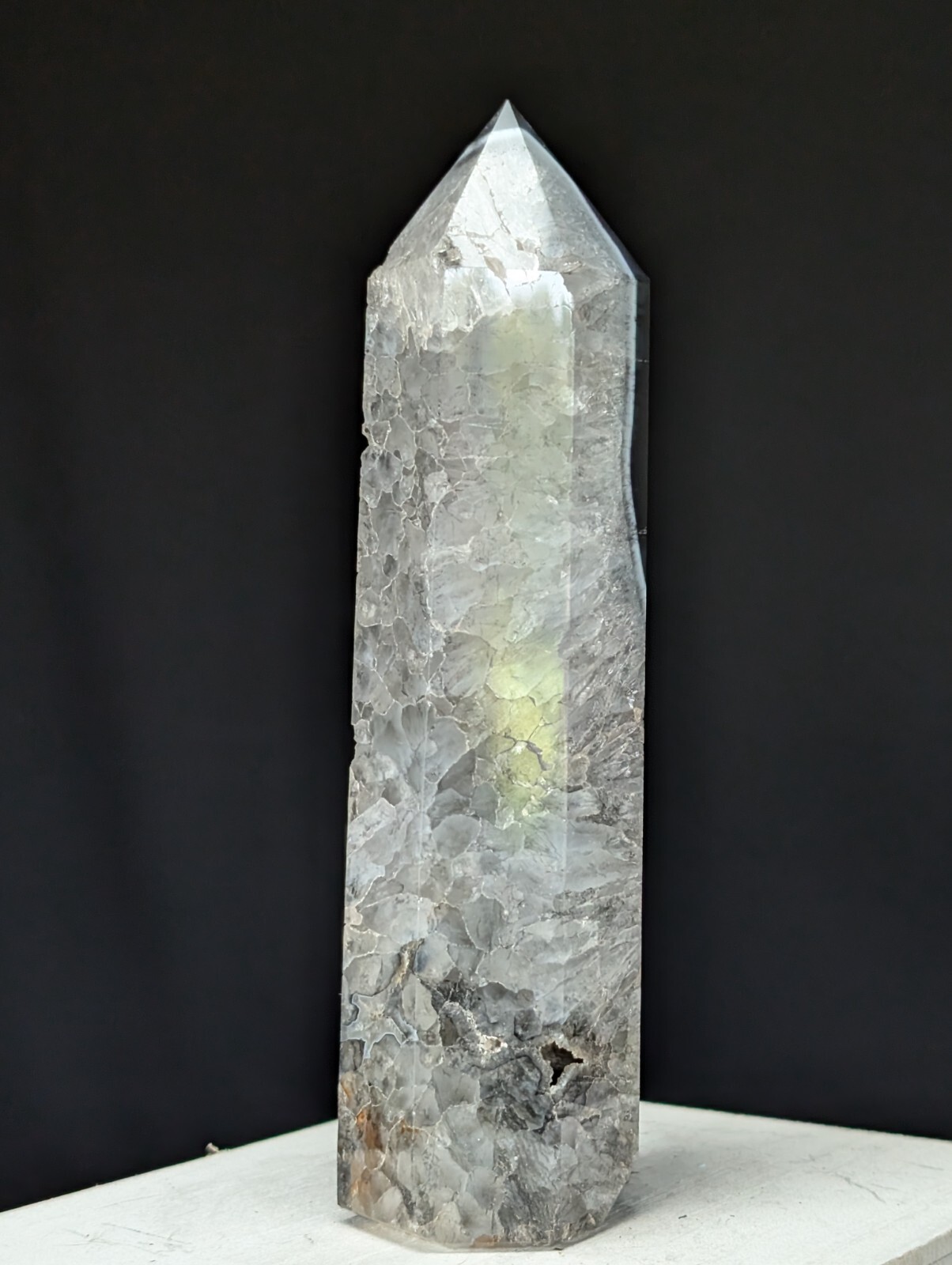 Agate Tower Black Banded Lace Point Quartz Lage Big Tall Crystal Gemstone