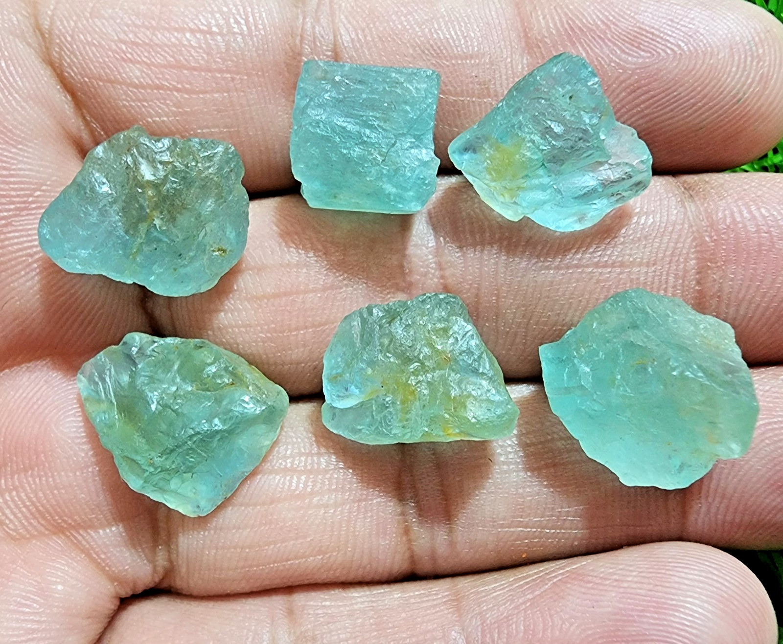 6 Pcs Blue Aquamarine Gemstone Raw Lot 11-18 mm Aquamarine Rough Stone Bulk