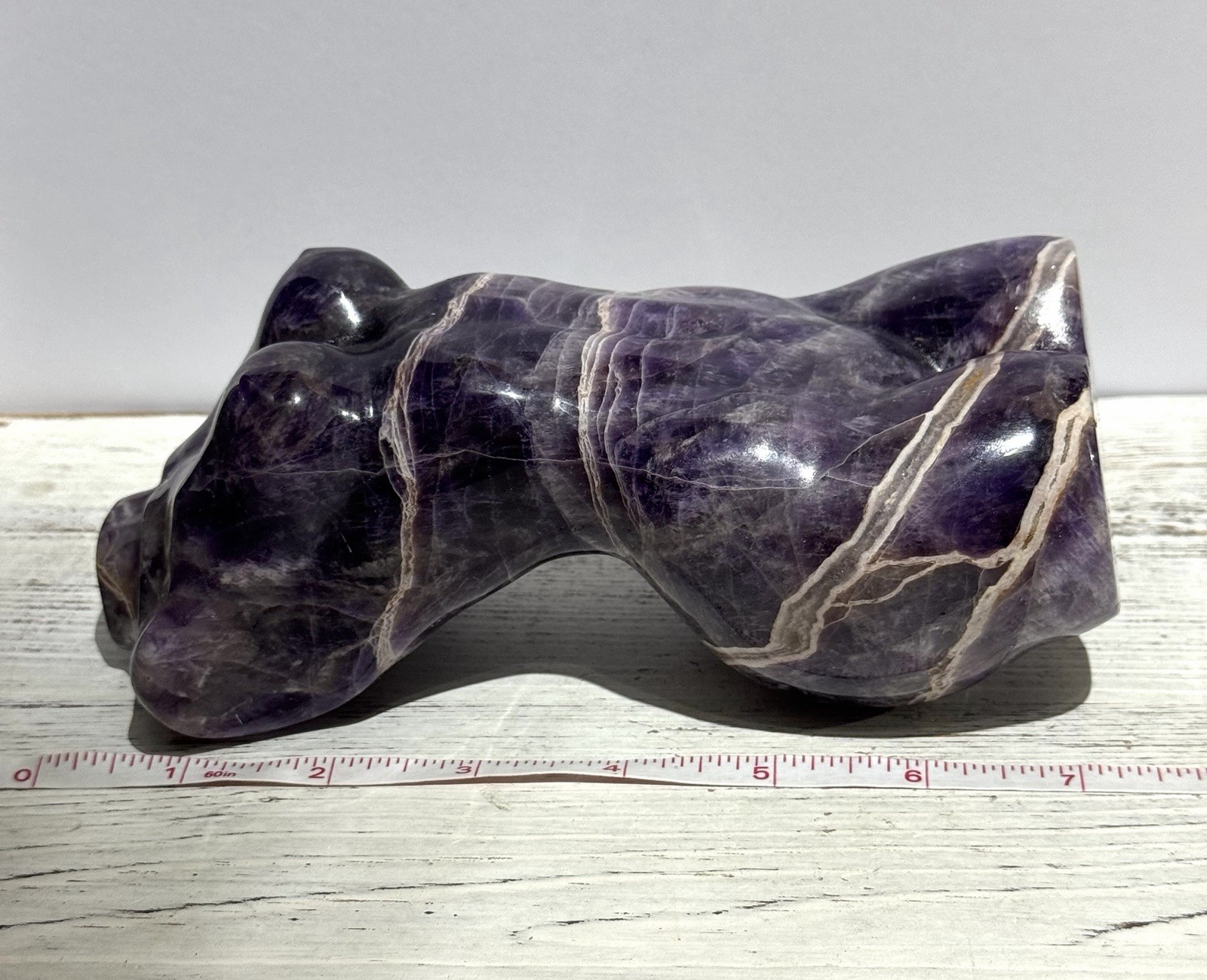 Dream Amethyst Goddess Body 7” Natural Stone Carving- Medium Sized