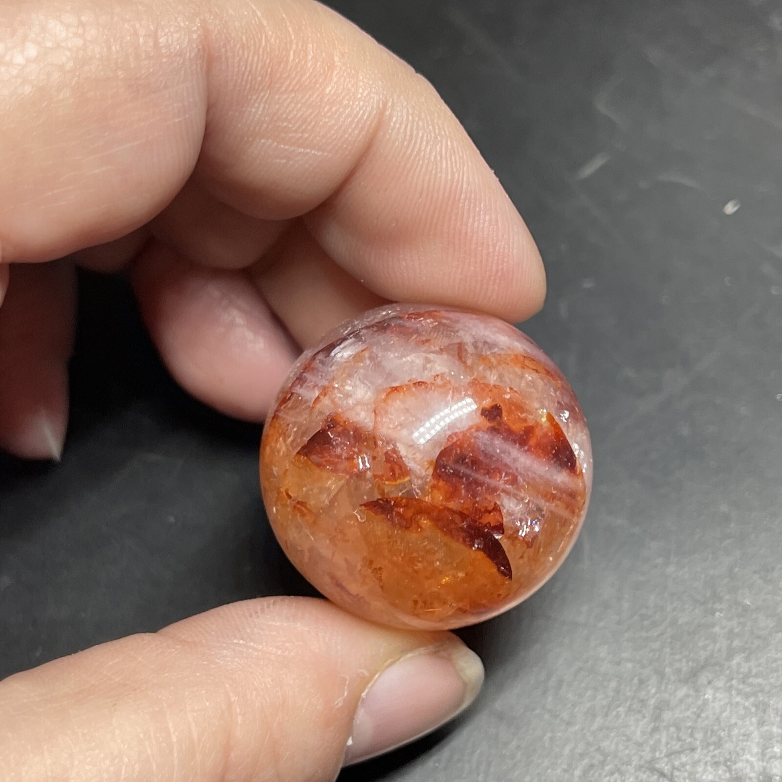 Fire Quartz Hematoid Crystal Sphere Ball Mini Sphere Marble 27.8mm