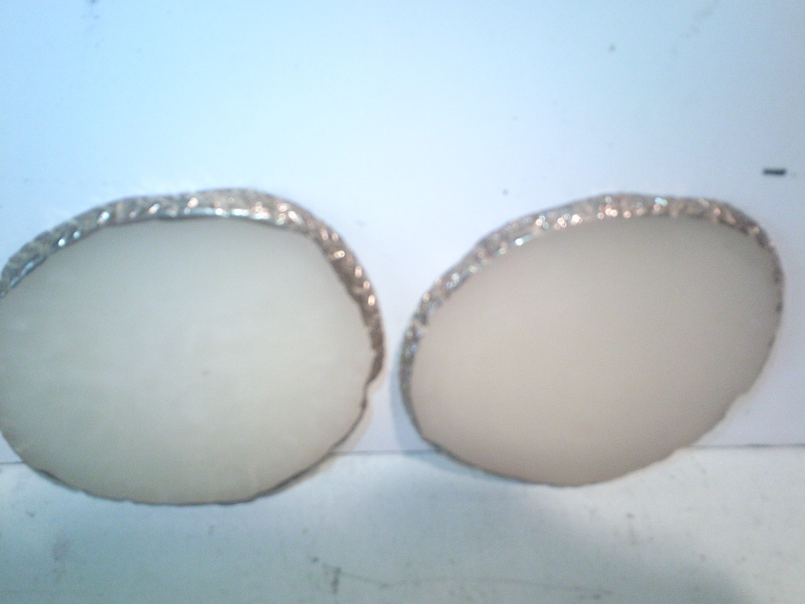 2 Clean Shiney Brass Rim Quartz Slices 3″x 3″ FREE SHIPPING