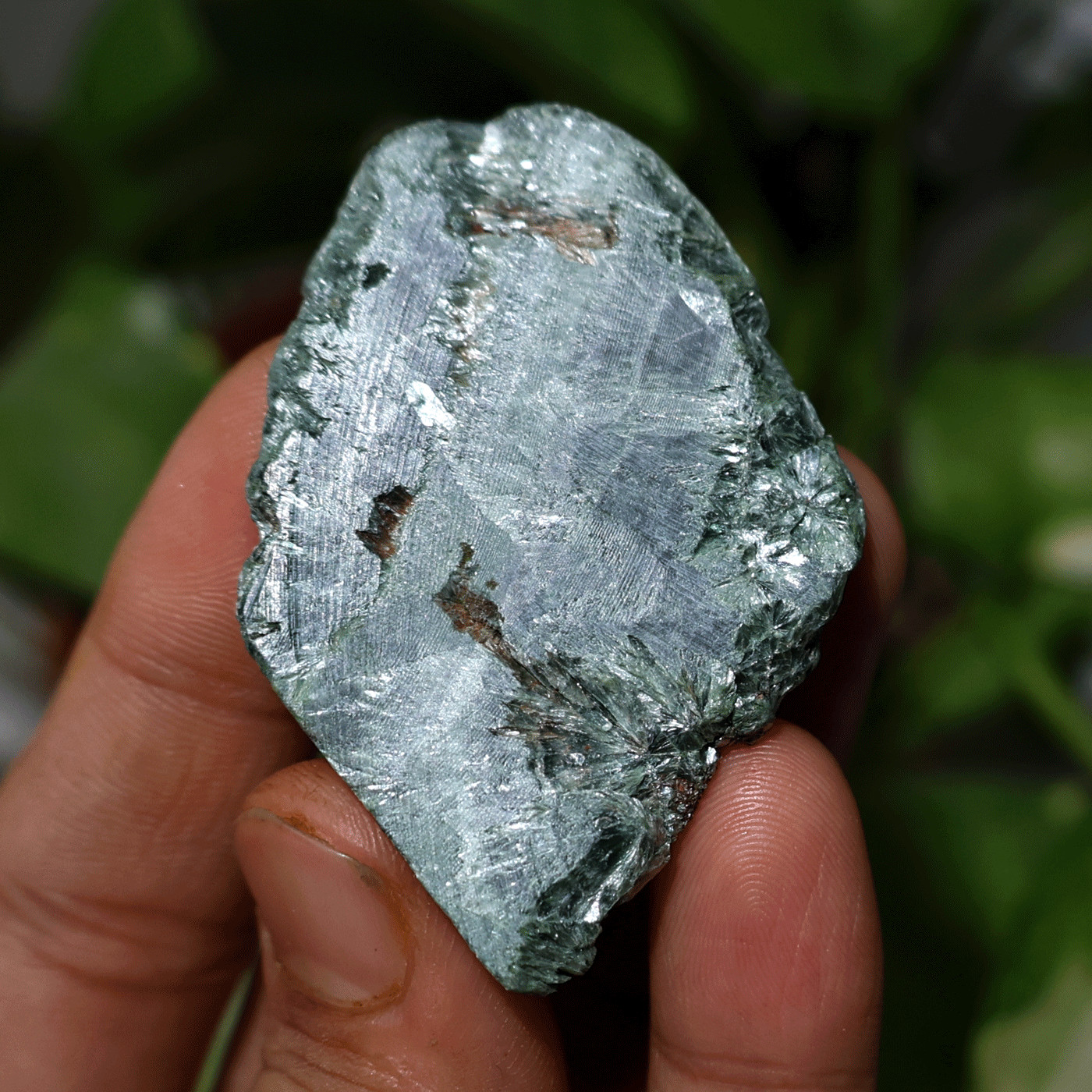 Angel Feathers~ 16.6g Natural Seraphinite Chatoyant Polished Palm Crystal Slab