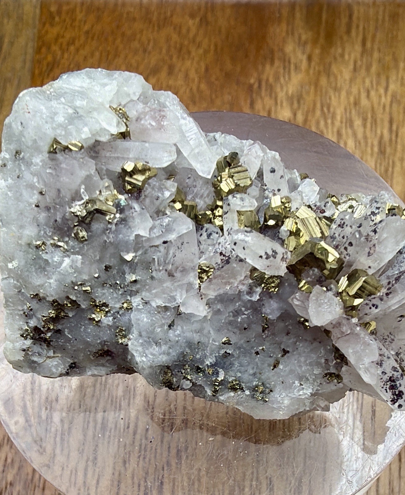 Crystal 25g Quartz W/ Specularite Inclusions & Pyrite Cluster Specimen Mineral