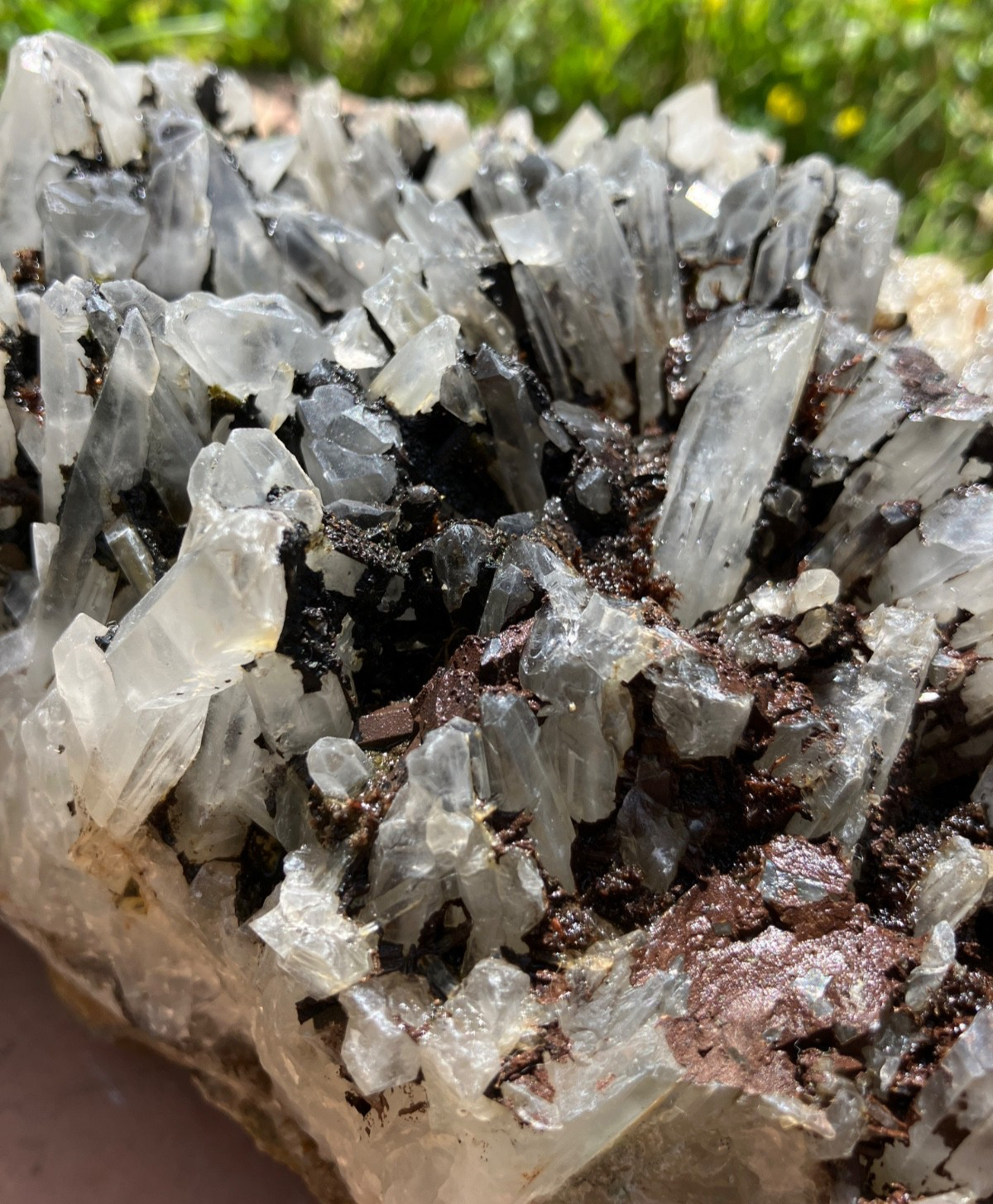 Quartz with Sphalerite & Hematite Crystal Cluster Cabinet Specimen – 4 lbs 9 oz