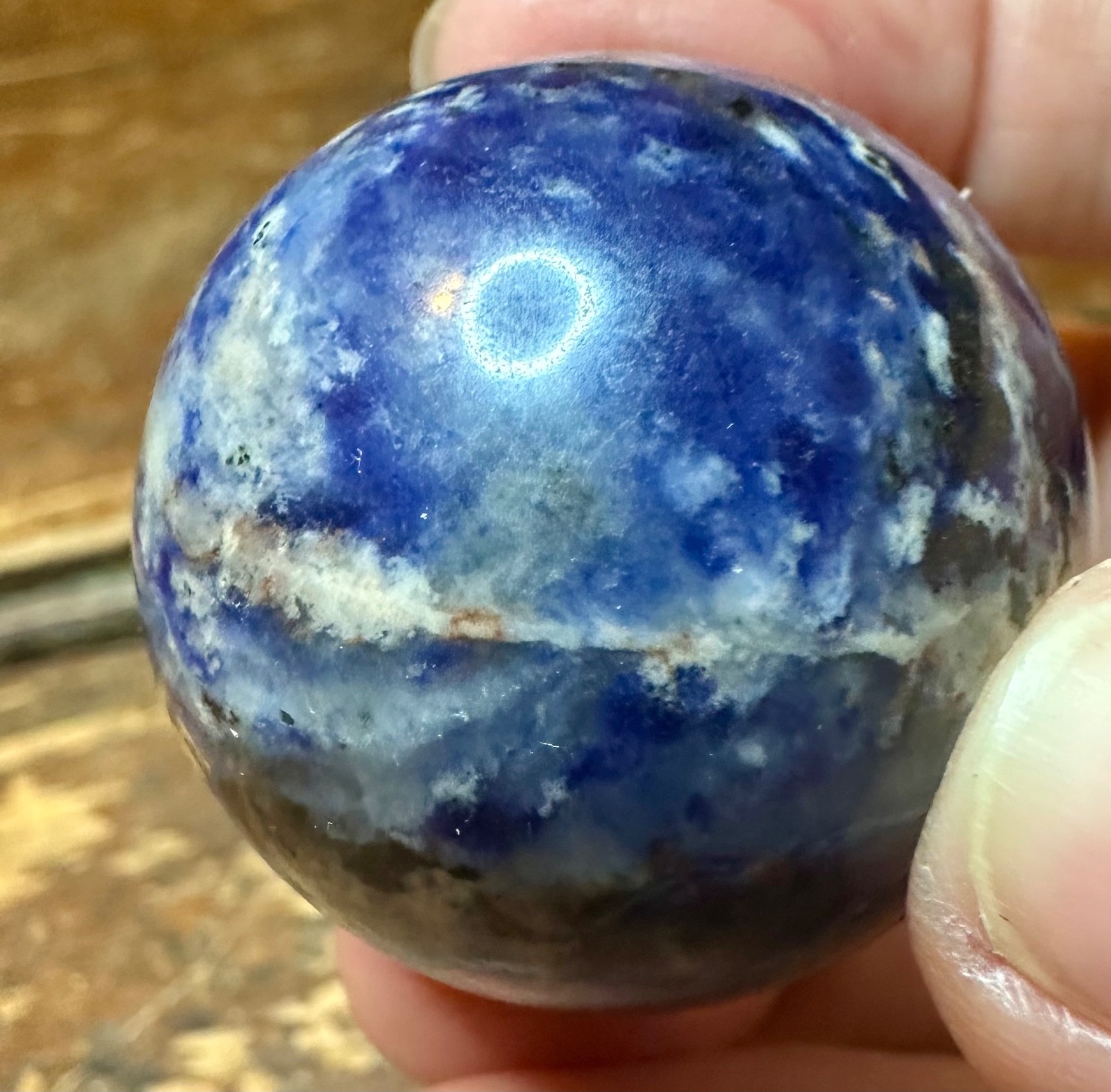 Lapiz lazuli blue crystal sphere with metal horse stand Free shipping