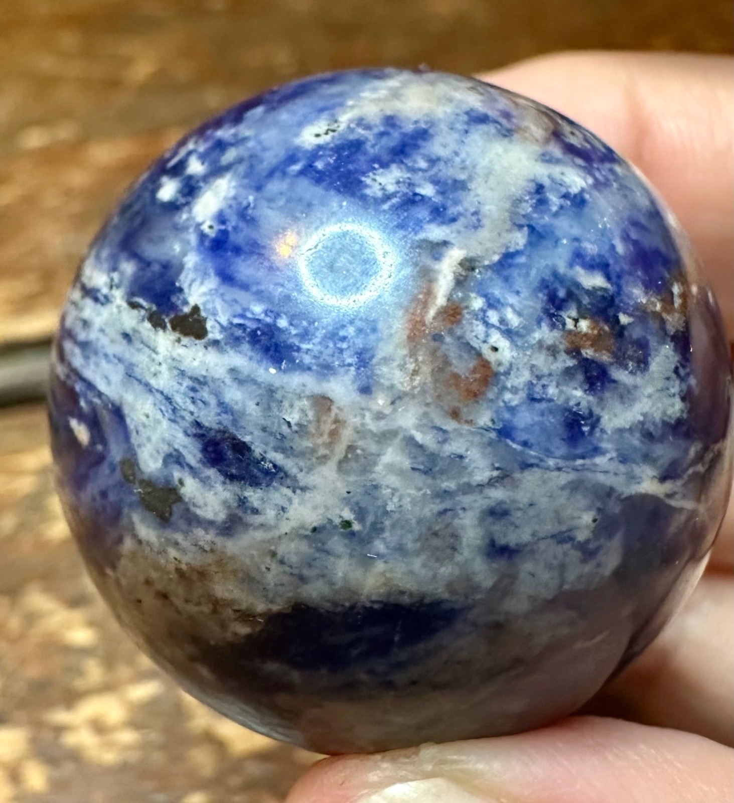 Lapiz lazuli blue crystal sphere with metal horse stand Free shipping