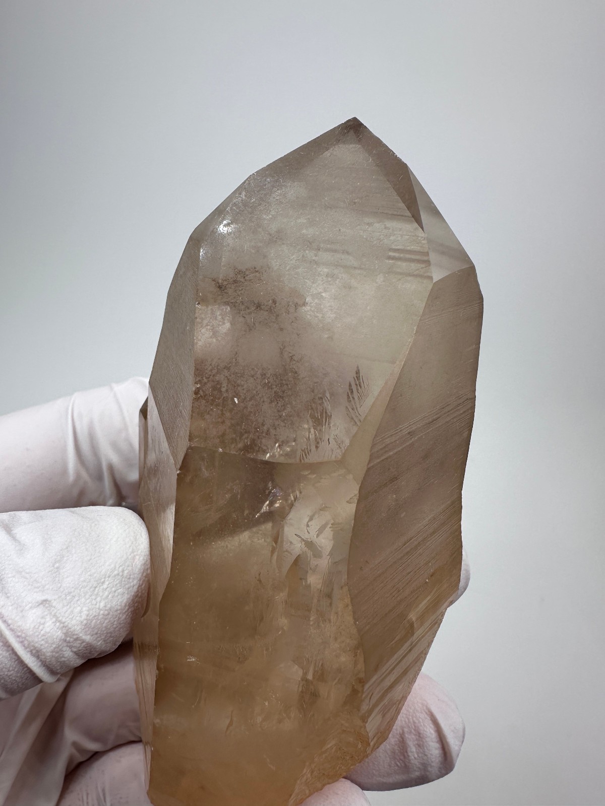 Large Clear Lemurian Seed Quartz Crystal Smokey Point__Serra do Cabra