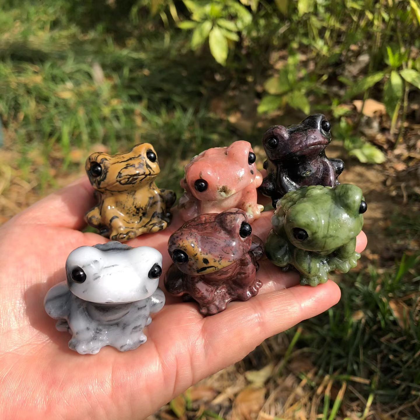 5pc Natural Mixed Quartz hand Carved Crystal Frog skull reiki healing gift Decor