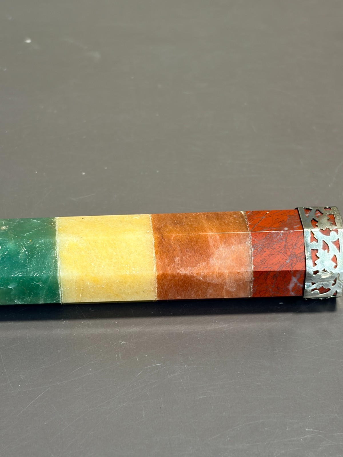 8” Chakra Healing Wand – 7 Bonded Stones w/Clear Quartz Point NEW