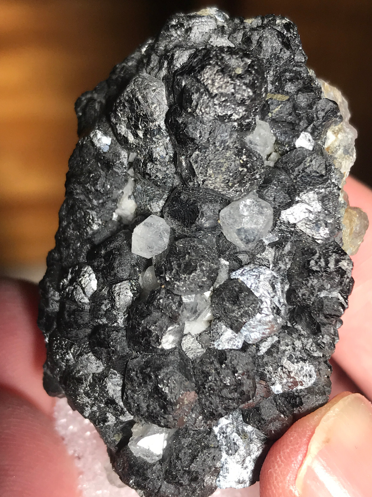 Beta Quartz, on Magnetite xtls, Huanggang mines, Inner Mongolia, China