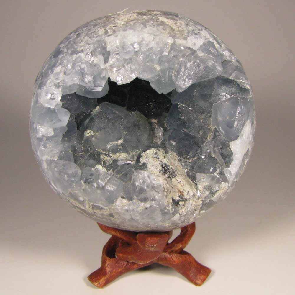 3.1″ Blue CELESTITE Crystal Sphere Ball w/ Stand – Madagascar – 80mm – 2 lbs.
