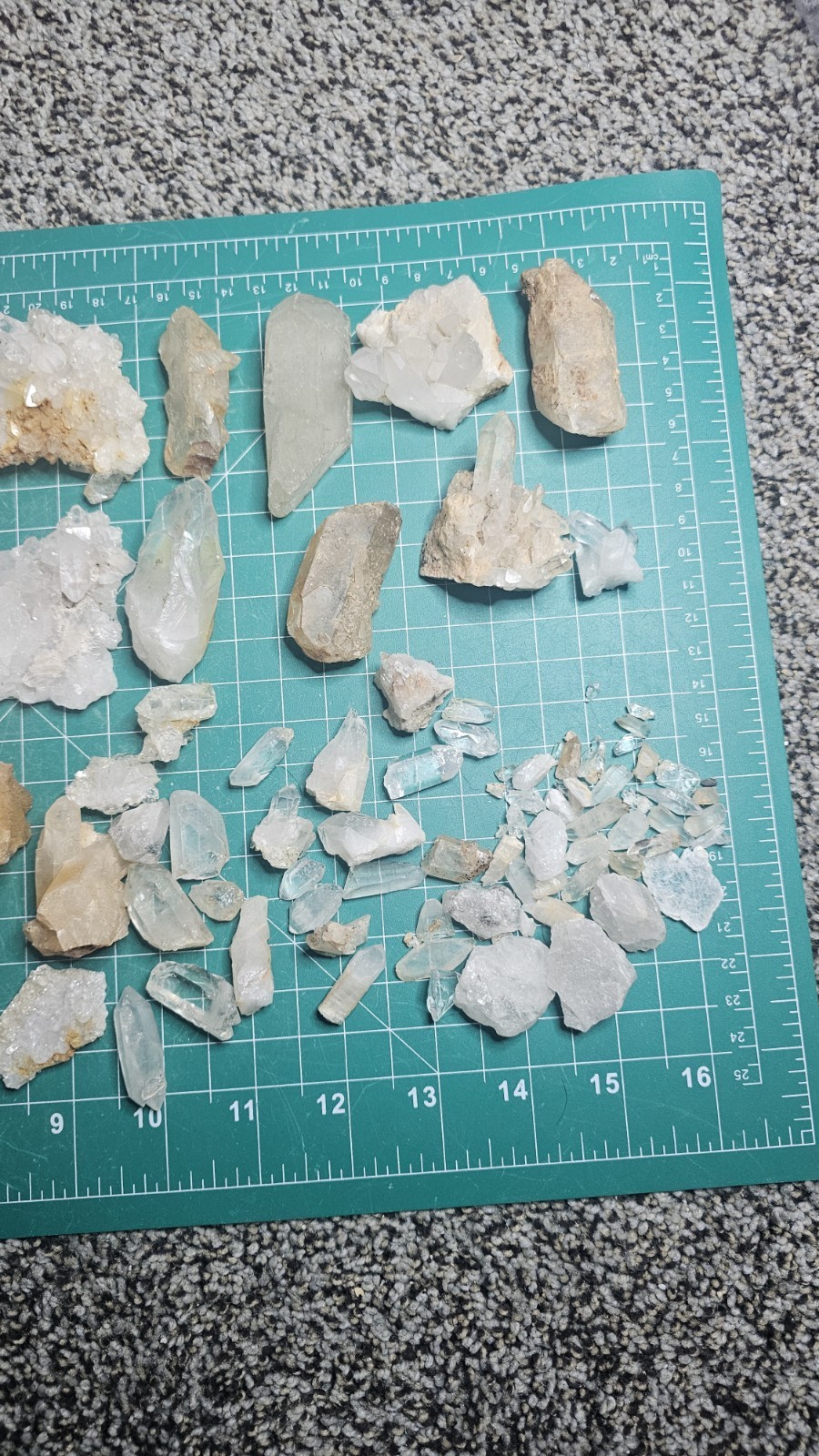 Huge Lot Of Quartz Crystal Points And Clusters. Iron Stained.