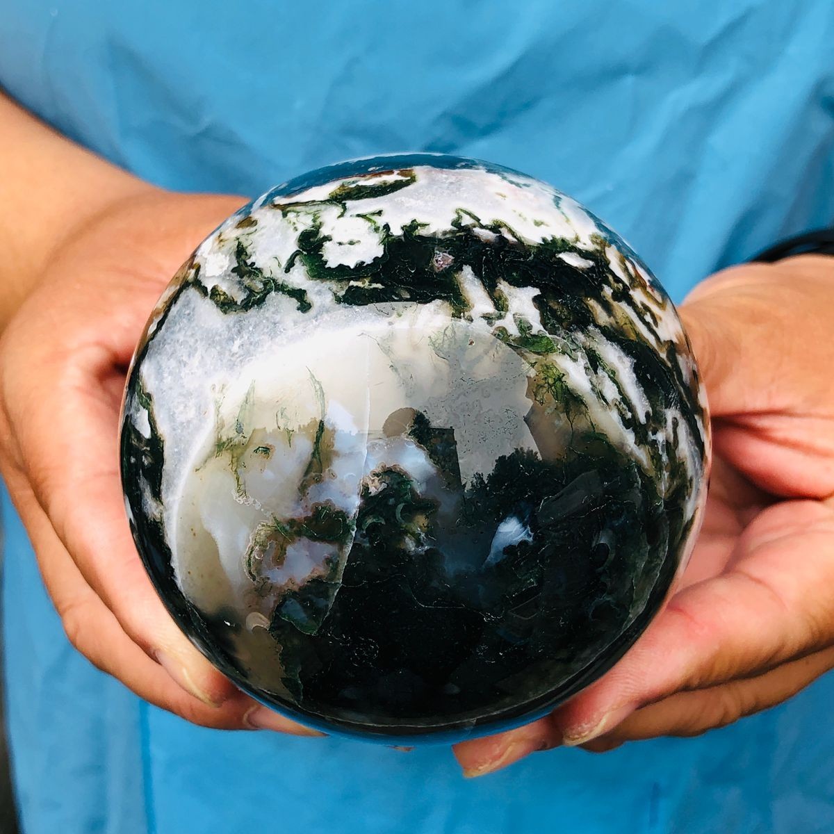 3pcs 5.58LB Natural Water Grass Agate Ball Quartz Crystal Ball Healing 2112