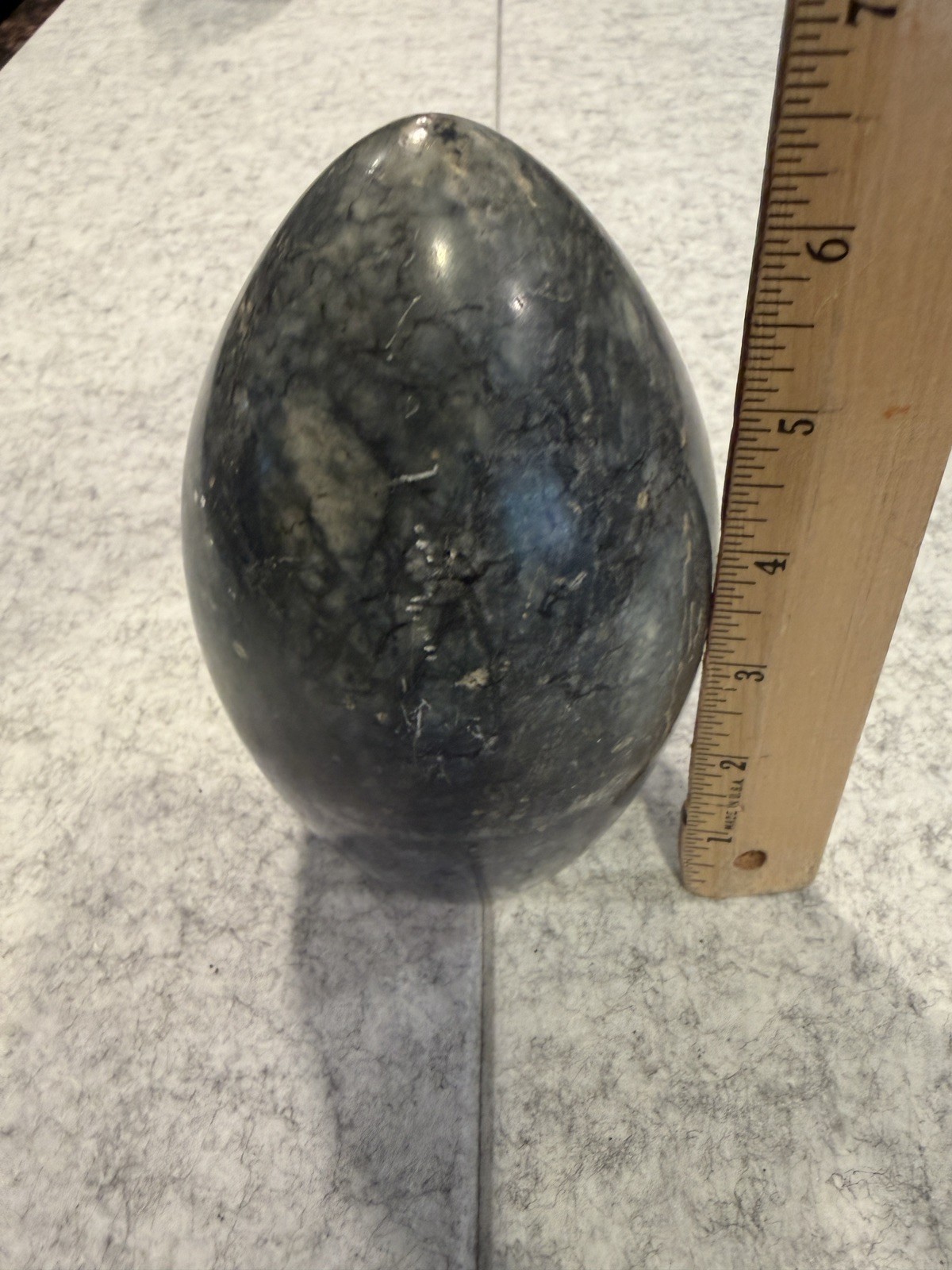 Large Polished Stone Egg Labradorite Green Blue Flash Marble 6in Display Sphere