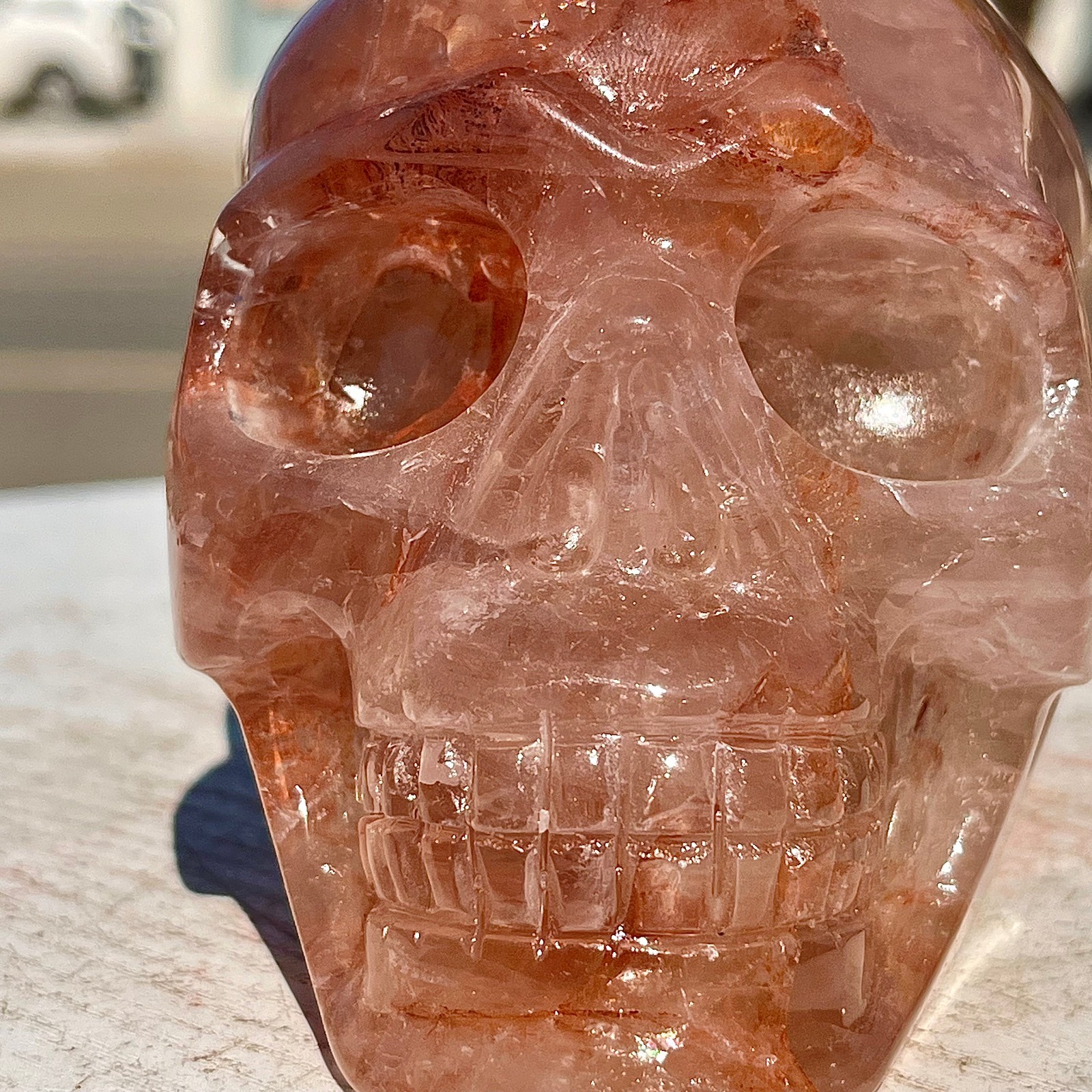 2.38LB Hand carved Red Gum Flower Skull | Used for decoration or gifts