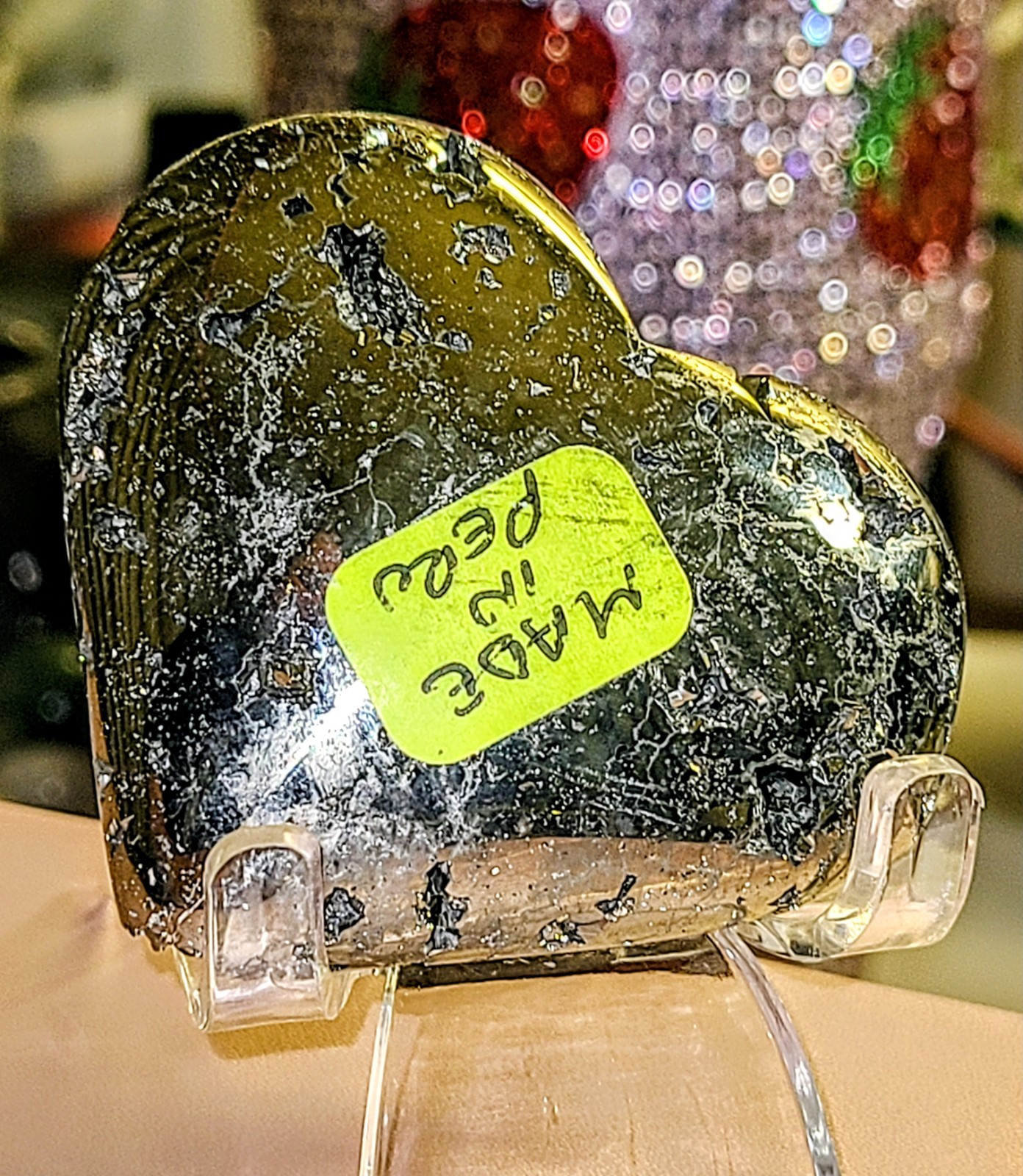 Golden Druzy Peruvian Pyrite Crystal Heart #4