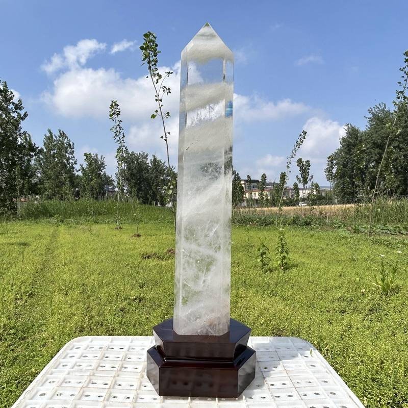 16.19LB Top Natural Clear Quartz Obelisk Crystal Tower Wand Point Reiki healing