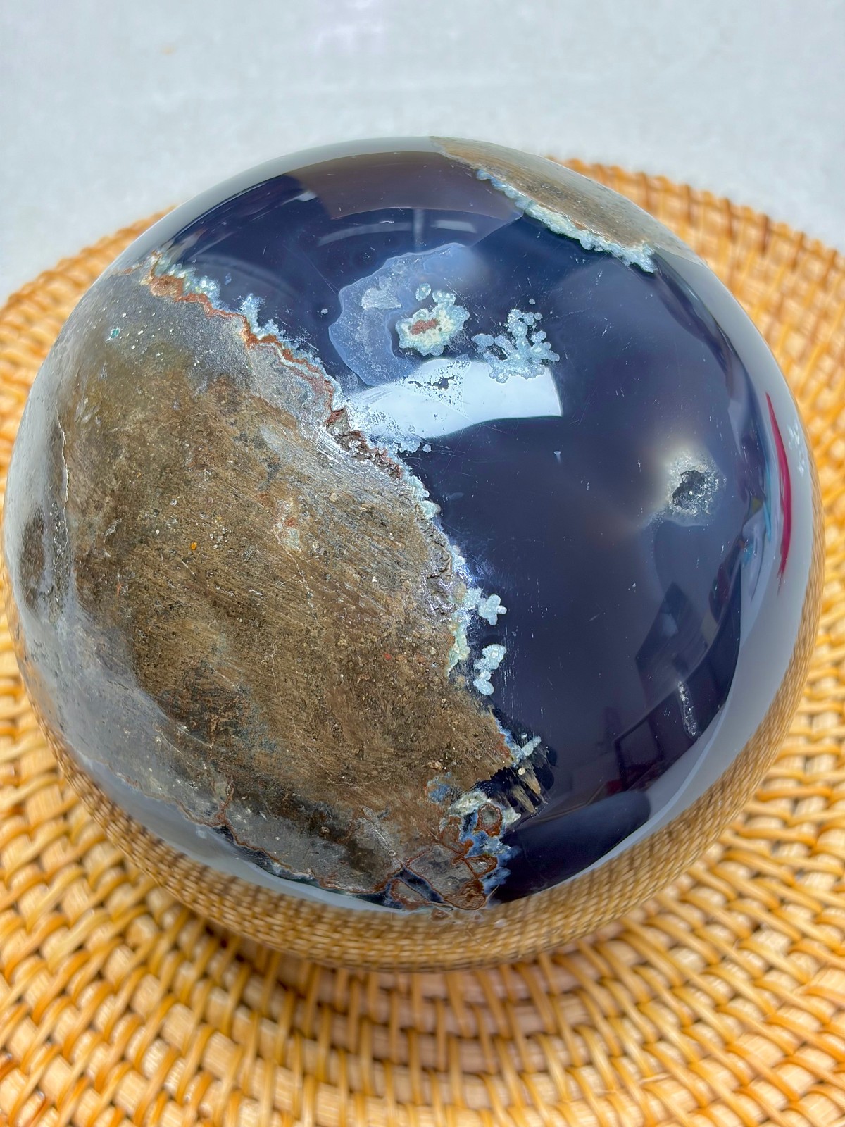4.3 lb Natural Amethyst Geode Sphere Crystal Druzy Ball Polished Agate Decor