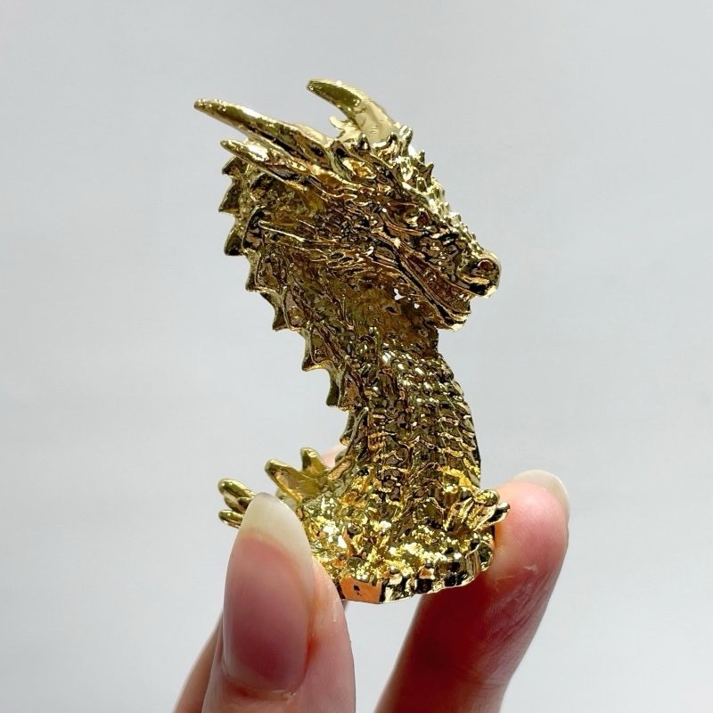 Set of 2 Dragon Crystal Sphere Stands Gold + Silver