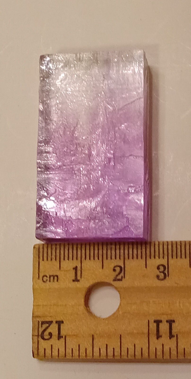 PURPLE HALITE CRYSTAL. Rectangle Shape. Transparent & Clear. 22 grams. 110 ct.