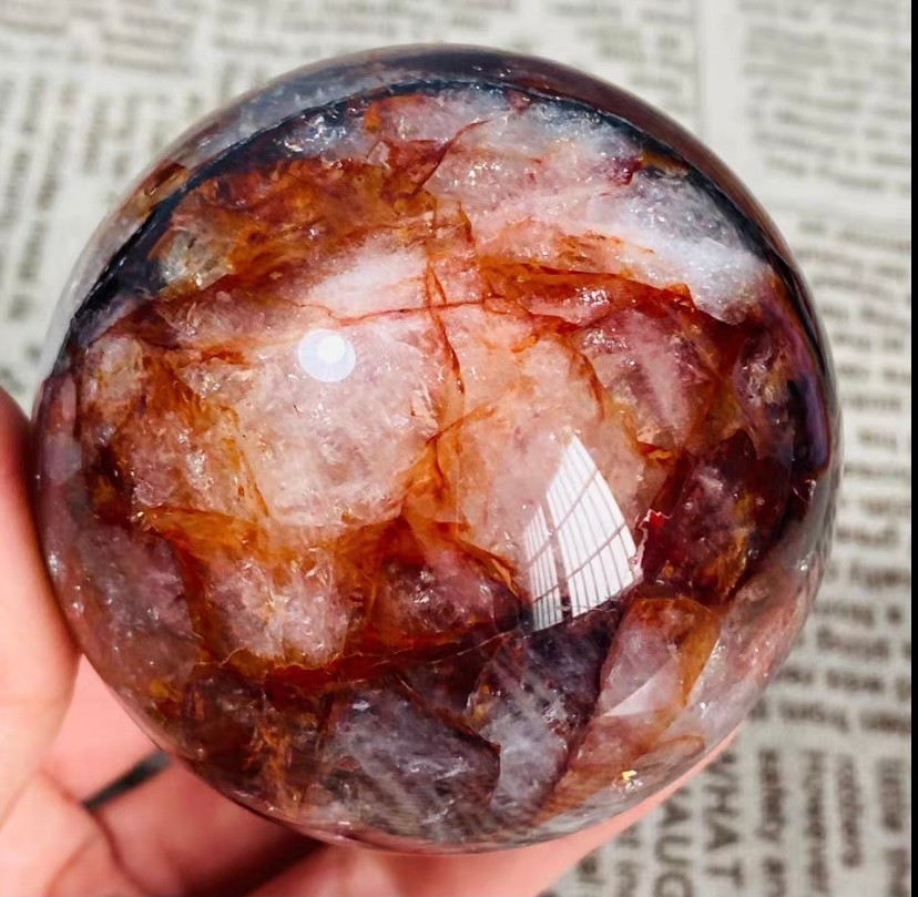 422g Natural Red Gum Flower Ball Crystal Sphere Specimen Energy Healing Reiki