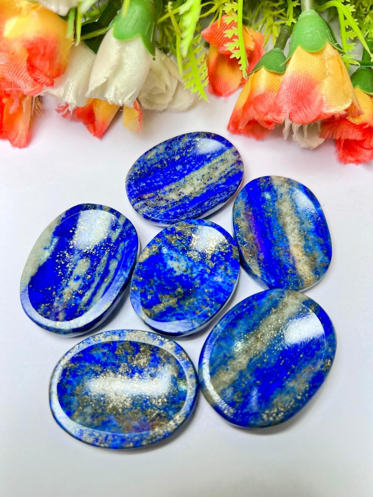 Natural Lapis Lazuli Smooth Polished Gemstone Healing Crystal Palm Worry Stone
