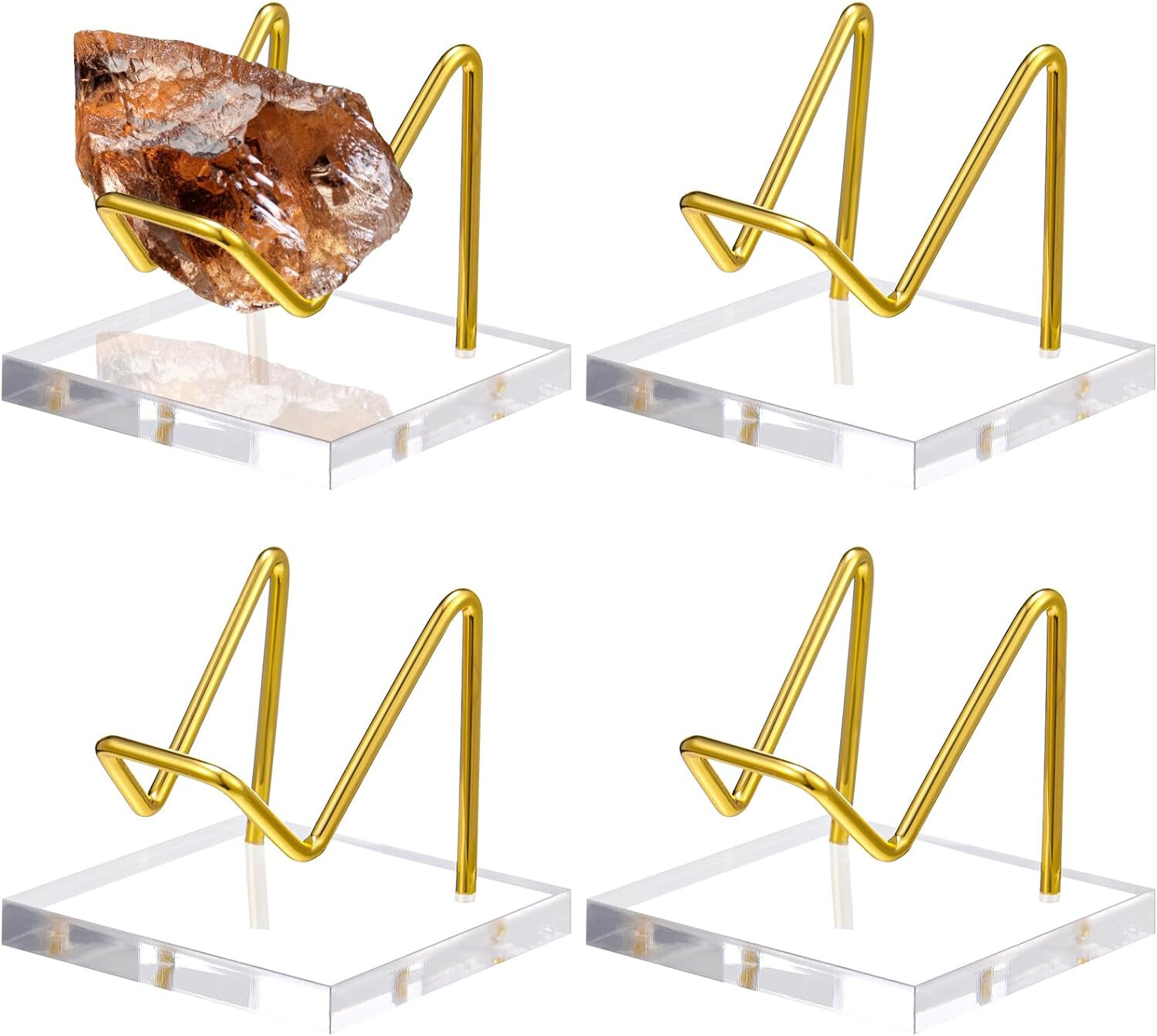 4pcs Acrylic Display Holder Easel Stand Rack Support for Specimen Mineral Agate
