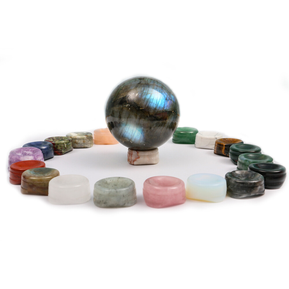 Natural Crystal Ball Holder Base Display Sphere Egg Support Stand Stone Home