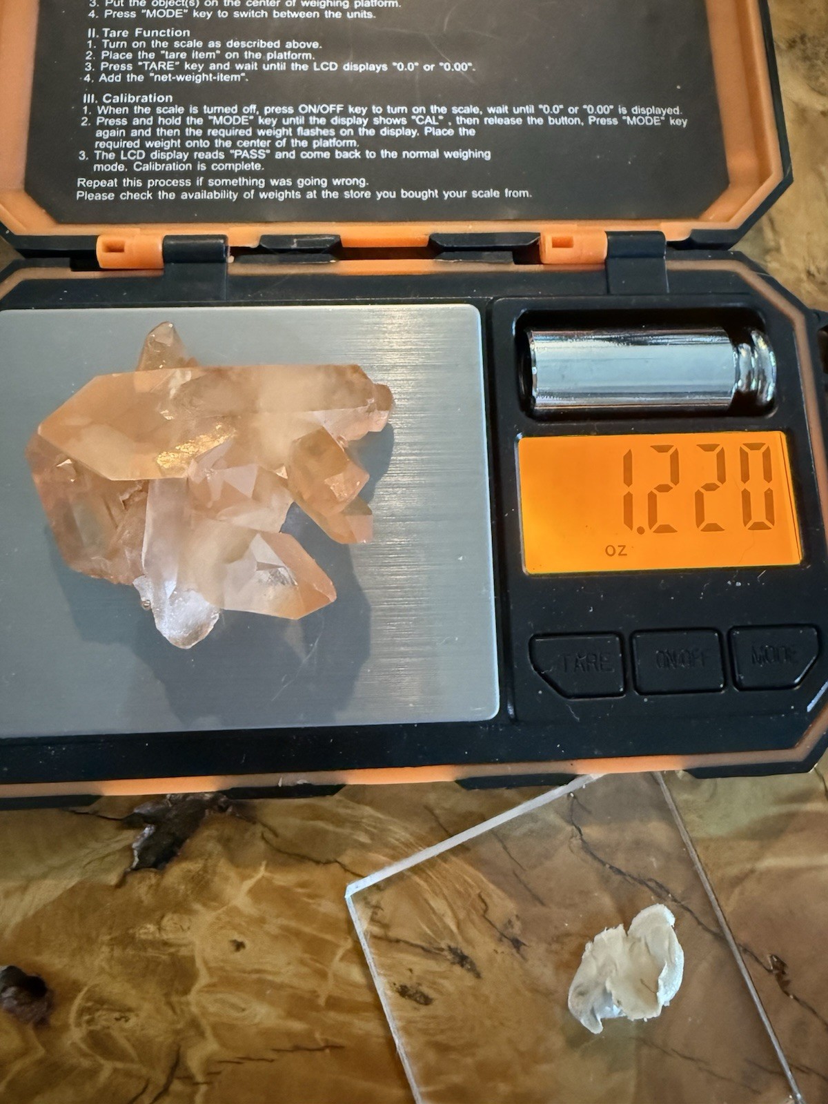 Tangerine Quartz Mineral Crystal Brazil Natural Specimen 34g With Display Stand