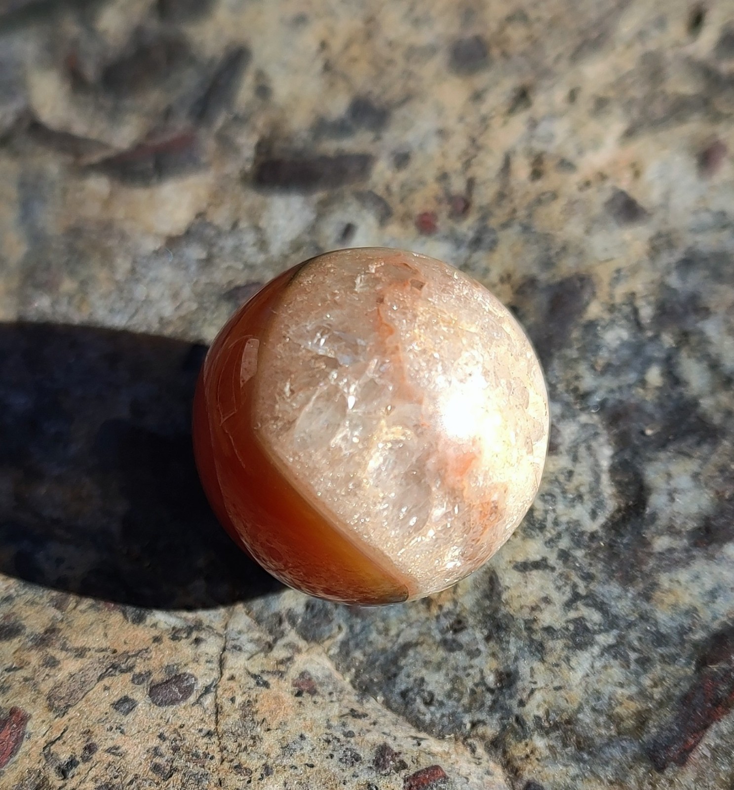 Dramatic Agate Marble Sphere, 20mm Carnelian Agate Marble