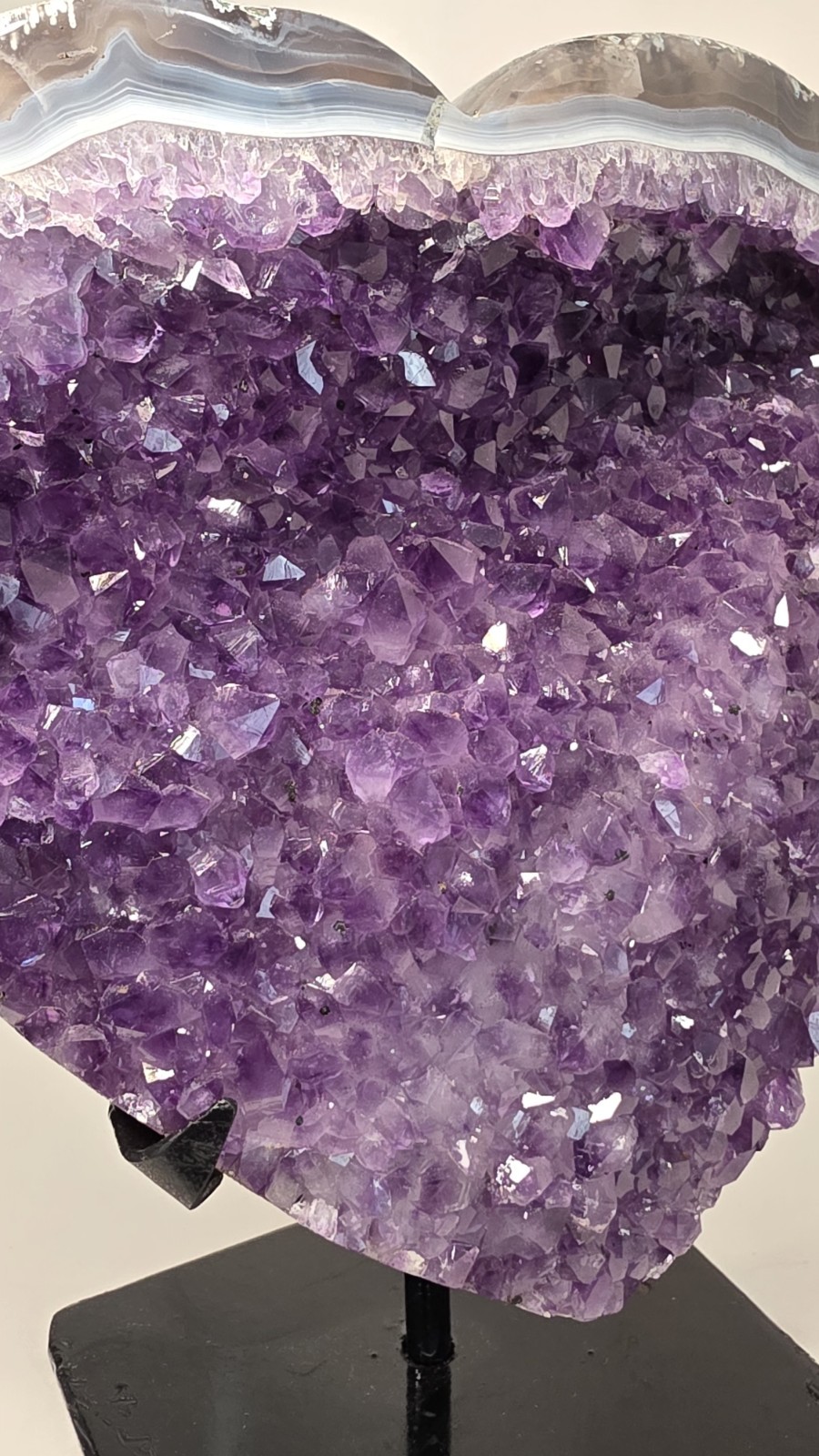8″ 5LB 12oz Amethyst Heart Crystal Cluster Geode FREE Stand