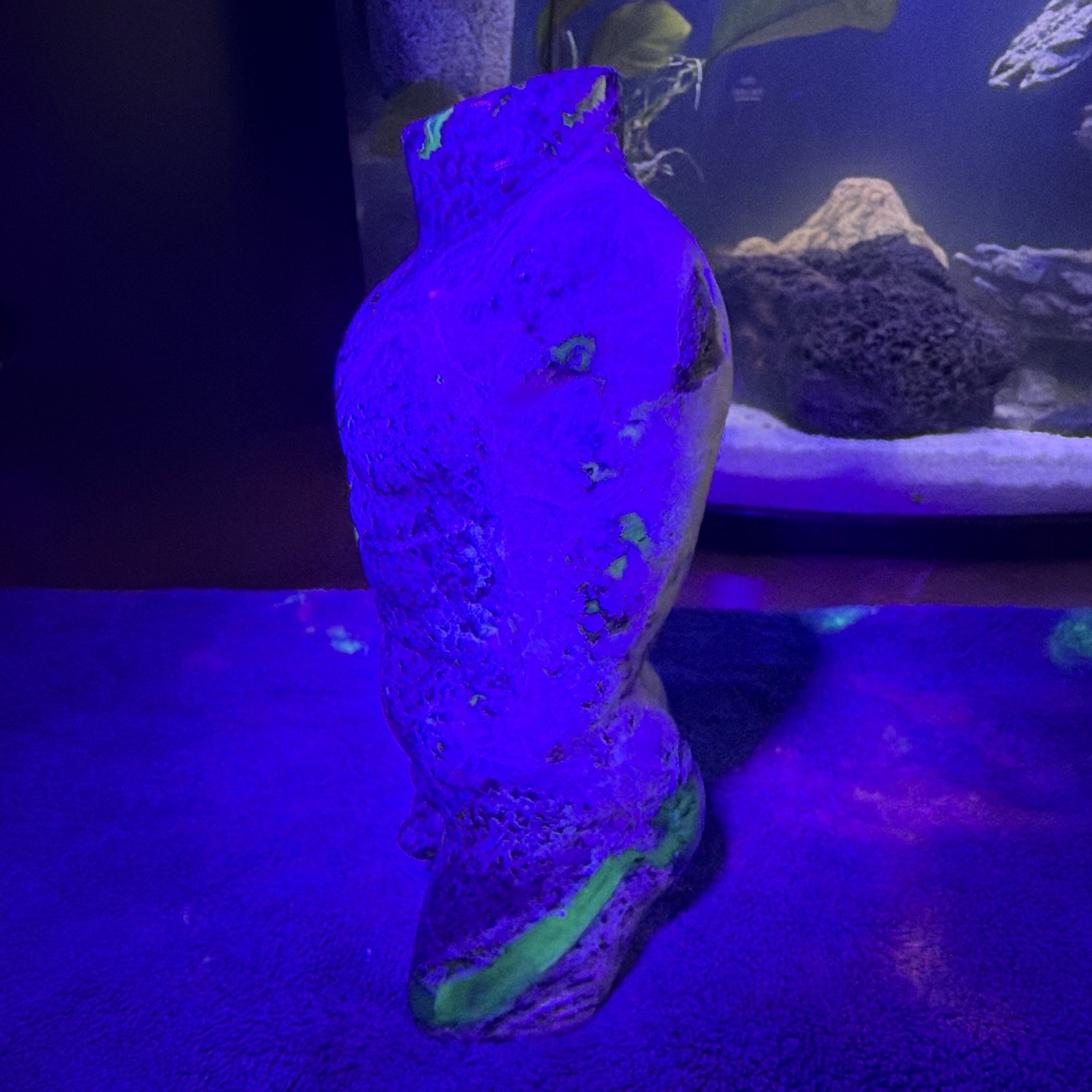 Volcano Agate Carved Male Torso Figurine Sculpture, UV Reactive, Approx 6 in