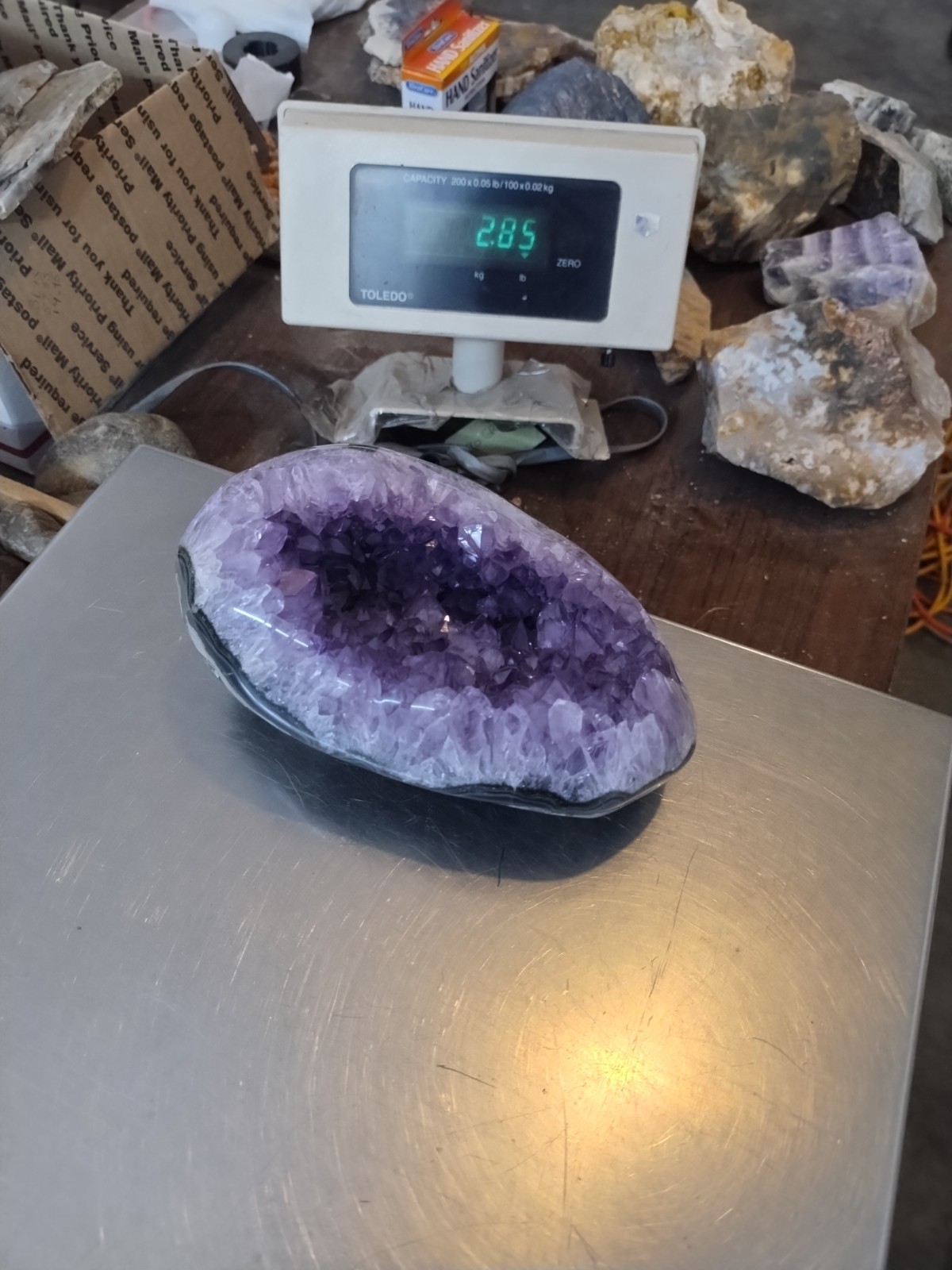 Amethyst Display Piece Uruguay 2.8 Pounds, 1293 Grams, Polished, 6in X 4in X 3in