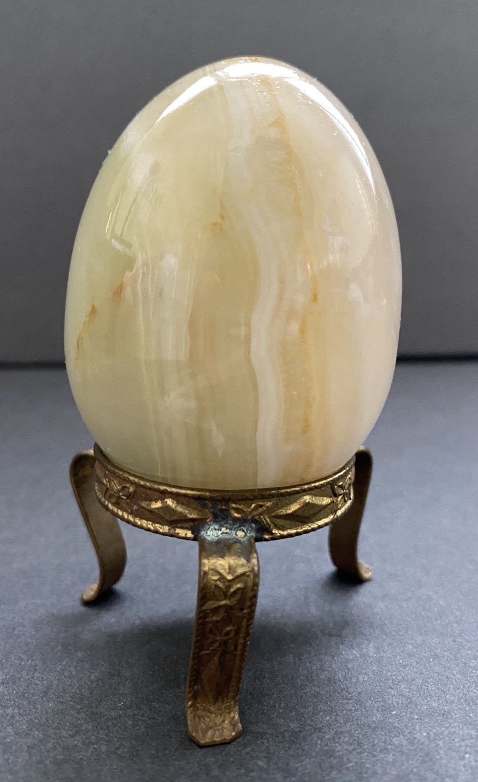 Natural Onyx Stone Egg With Stand Hand Polished Banded Agate Calcite Crystal